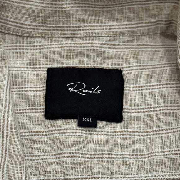 Rails Tan and White Vertical Stripe Linen Blend Camp Shirt Men’s Size XXL - Picture 8 of 11